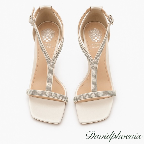 Vince Camuto Crem Heeled Sandals - Picture 1 of 8